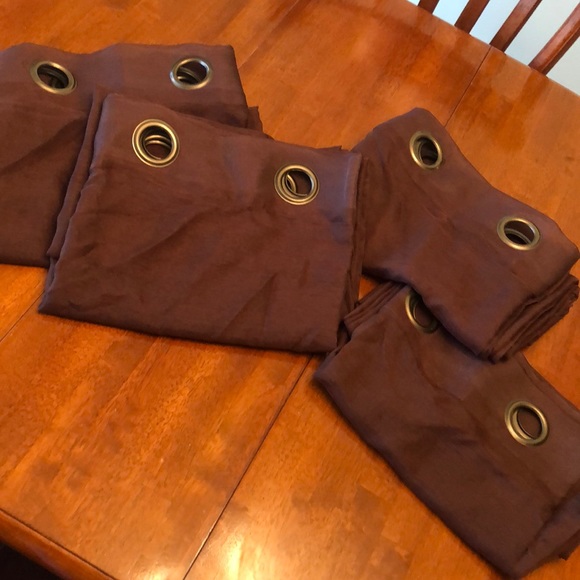 Grommet Style Chocolate Shear Drapes 4 Panels - Picture 1 of 8